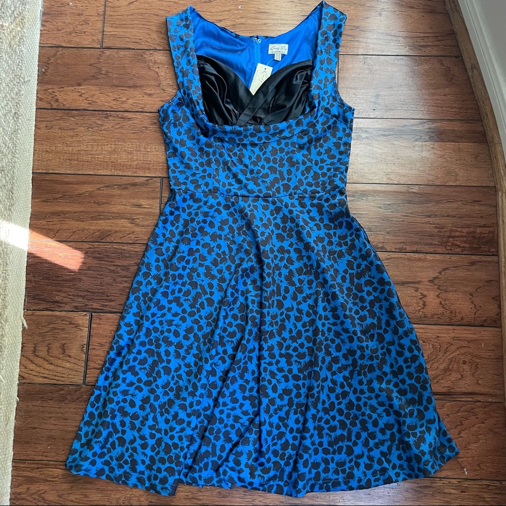 Lindy Bop Blue Cheetah Print Pinup Swing Dress